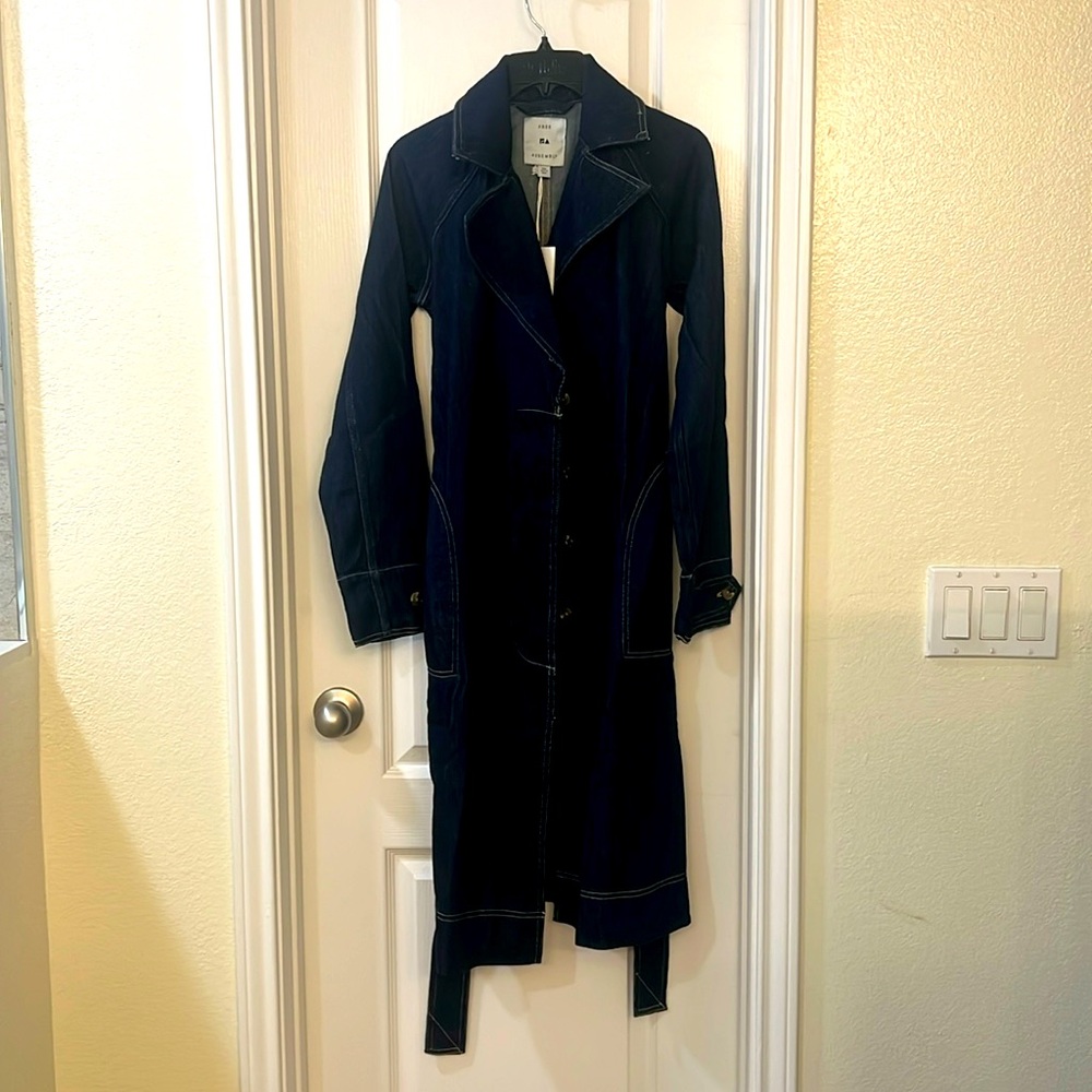 NWT Dark Denim Trench Coat XS